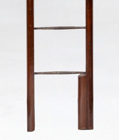 Mahogany Library Pole Ladder with Steel Rungs