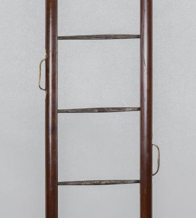 Mahogany Library Pole Ladder with Steel Rungs