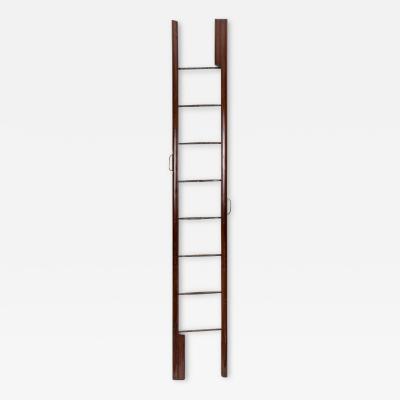 Mahogany Library Pole Ladder with Steel Rungs