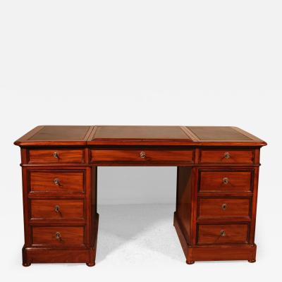 Mahogany Pedestal Desk From The 19th Century