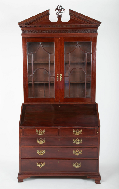 Mahogany Pediment Top Two Part Secretary