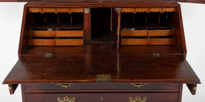 Mahogany Pediment Top Two Part Secretary