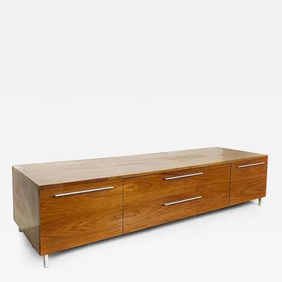 Mahogany Stainless Steel Low Credenza Entertainment Cabinet