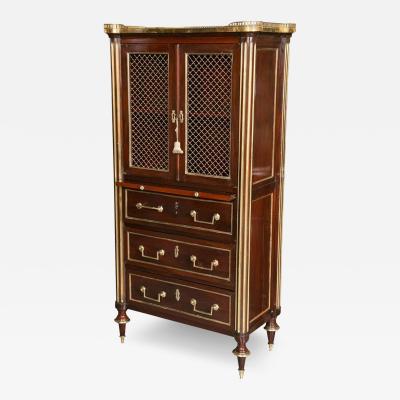 Mahogany Storage Chest Attributed to Maison Jansen with Galleried Marble Top