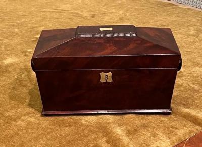 Mahogany Tea Caddy Sarcophagus form Early 19th Century