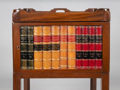 Mahogany Tray Top Book Spine Side Table