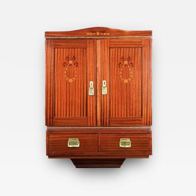 Mahogany Wall Cabinet with Two Drawers Art Nouveau Austria circa 1910