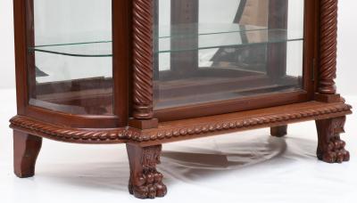 Mahogany Wood Beveled Glass Mirrored Back Cabinet Vitrine By R J Horner