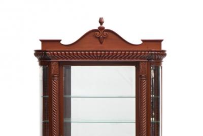 Mahogany Wood Beveled Glass Mirrored Back Cabinet Vitrine By R J Horner