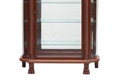 Mahogany Wood Beveled Glass Mirrored Back Cabinet Vitrine By R J Horner