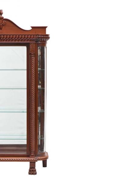 Mahogany Wood Beveled Glass Mirrored Back Cabinet Vitrine By R J Horner