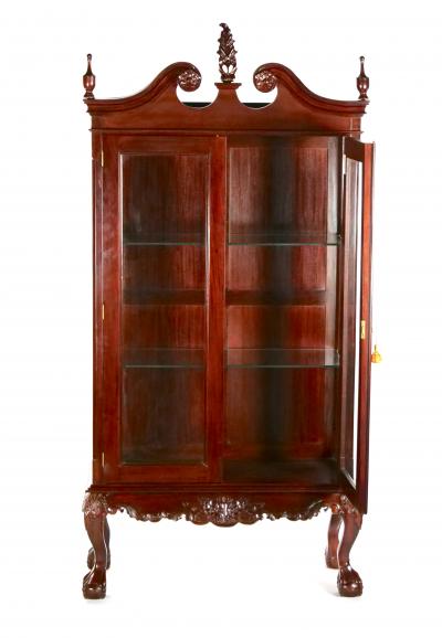 Mahogany Wood Chippendale Style Display Cabinet