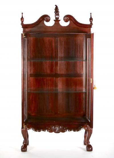 Mahogany Wood Chippendale Style Display Cabinet