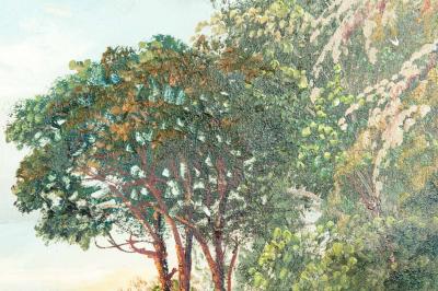 Mahogany Wood Frame Oil Canvas Painting