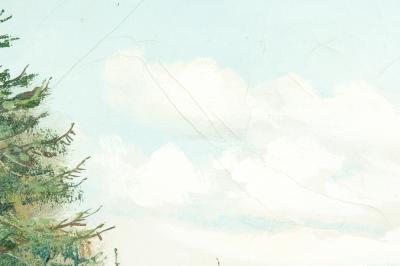 Mahogany Wood Frame Oil Canvas Painting