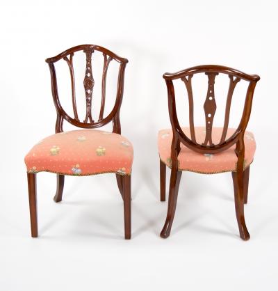 Mahogany Wood Frame Upholstered Hepplewhite Style Ten Dining Chair Set