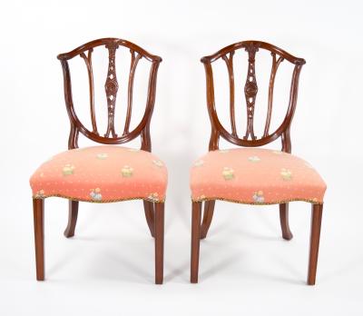 Mahogany Wood Frame Upholstered Hepplewhite Style Ten Dining Chair Set