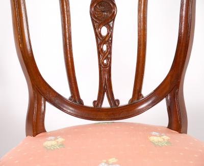 Mahogany Wood Frame Upholstered Hepplewhite Style Ten Dining Chair Set