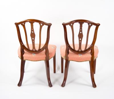 Mahogany Wood Frame Upholstered Hepplewhite Style Ten Dining Chair Set