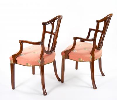 Mahogany Wood Frame Upholstered Hepplewhite Style Ten Dining Chair Set