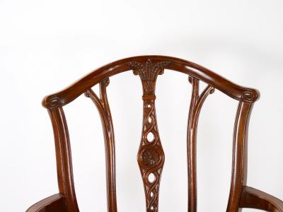 Mahogany Wood Frame Upholstered Hepplewhite Style Ten Dining Chair Set