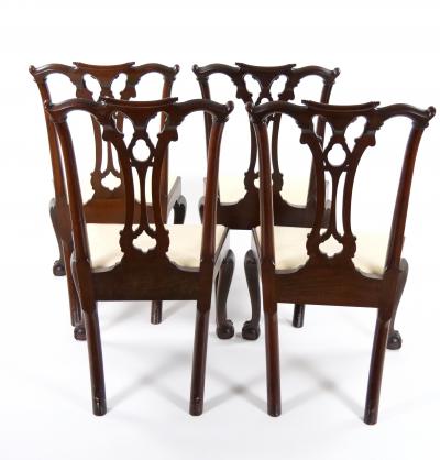 Mahogany Wood Framed 8 Chippendale Style Dining Chairs