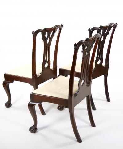 Mahogany Wood Framed 8 Chippendale Style Dining Chairs