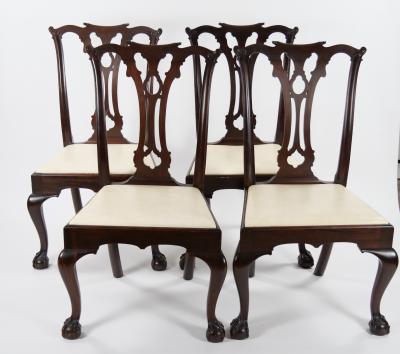 Mahogany Wood Framed 8 Chippendale Style Dining Chairs