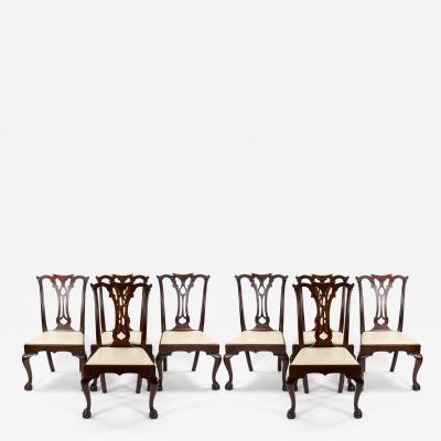 Mahogany Wood Framed 8 Chippendale Style Dining Chairs