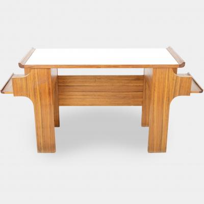 Mahogany and Laminate Modernist Desk Italy c 1950
