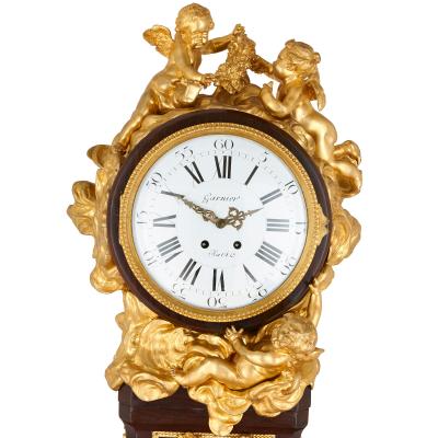 Mahogany and gilt bronze Rococo pedestal clock after Riesener