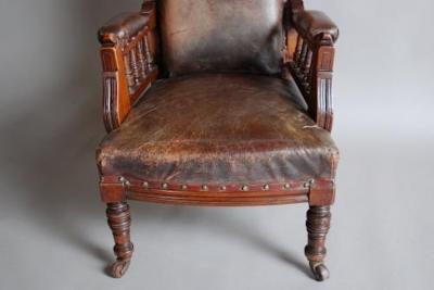 Mahogany and leather large childs armchair