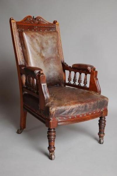Mahogany and leather large childs armchair