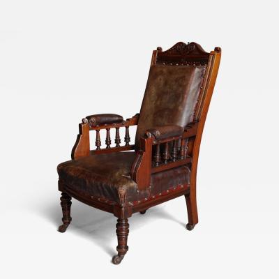 Mahogany and leather large childs armchair