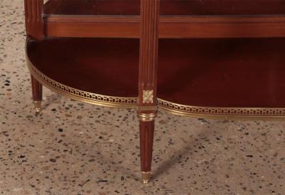 Mahogany bronze mounted Louis XVI style marble top console table
