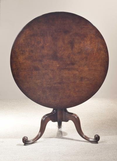 Mahogany tilt top tripod tea table in the manner of Chippendale