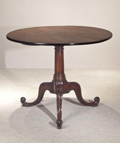 Mahogany tilt top tripod tea table in the manner of Chippendale