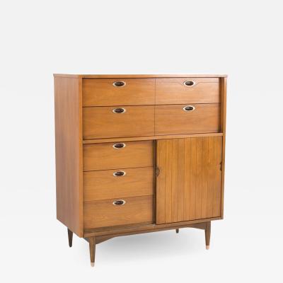 Mainline by Hooker 8 Drawer Mid Century Walnut Highboy Dresser