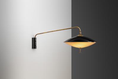 Maison Arlus Adjustable Black Lacquered Metal Wall Light by Maison Arlus France ca 1950s