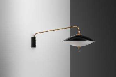 Maison Arlus Adjustable Black Lacquered Metal Wall Light by Maison Arlus France ca 1950s