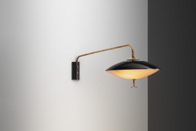 Maison Arlus Adjustable Black Lacquered Metal Wall Light by Maison Arlus France ca 1950s