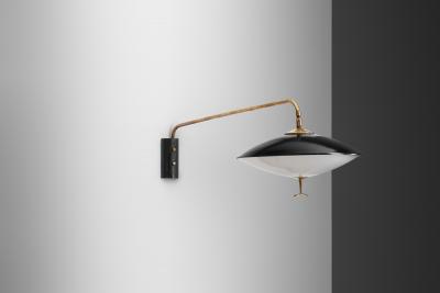 Maison Arlus Adjustable Black Lacquered Metal Wall Light by Maison Arlus France ca 1950s