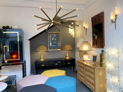 Maison Arlus Pair of Gilt Bronze and Opaline Glass Sconces by Maison Arlus France 1960s