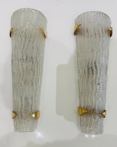 Maison Arlus Pair of Large French Arlus Murano Glass 1950 Mid Century Wall Lamps