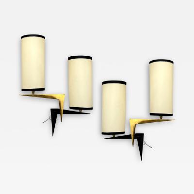 Maison Arlus Pair of double lighting wall lights Maison Arlus Paris France circa 1950