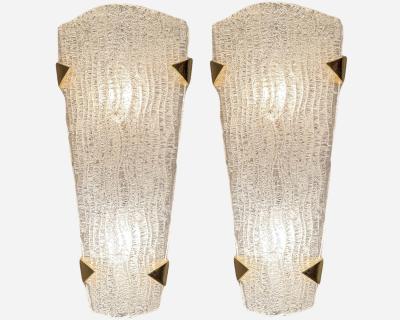Maison Arlus Pair of glass lighting sconces Editions Maison Arlus Paris France circa 1960