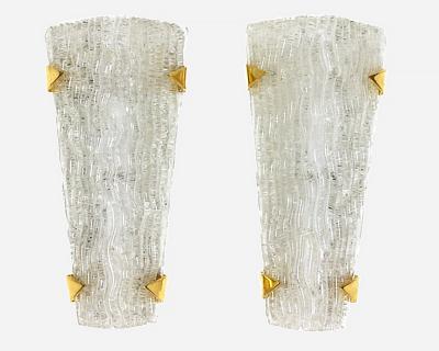 Maison Arlus Pair of glass lighting sconces Editions Maison Arlus Paris France circa 1960