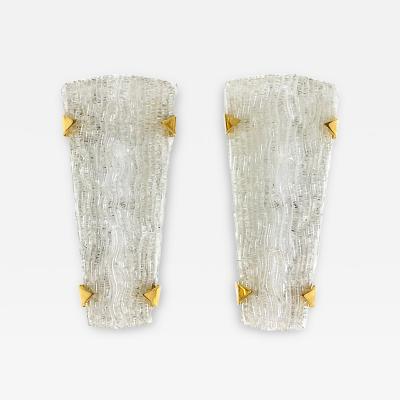 Maison Arlus Pair of glass lighting sconces Editions Maison Arlus Paris France circa 1960