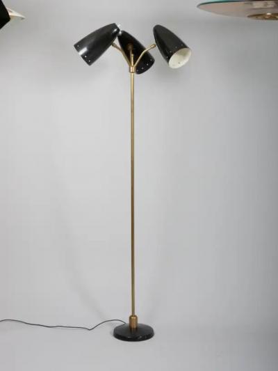 Maison Arlus Rare Arlus Three shade Articulated Floor lamp France c1950
