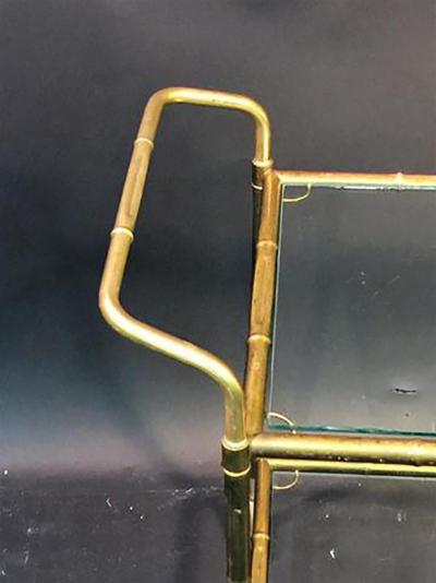 Maison Bagu s Brass Bamboo Bar Cart in the manner of Bagues